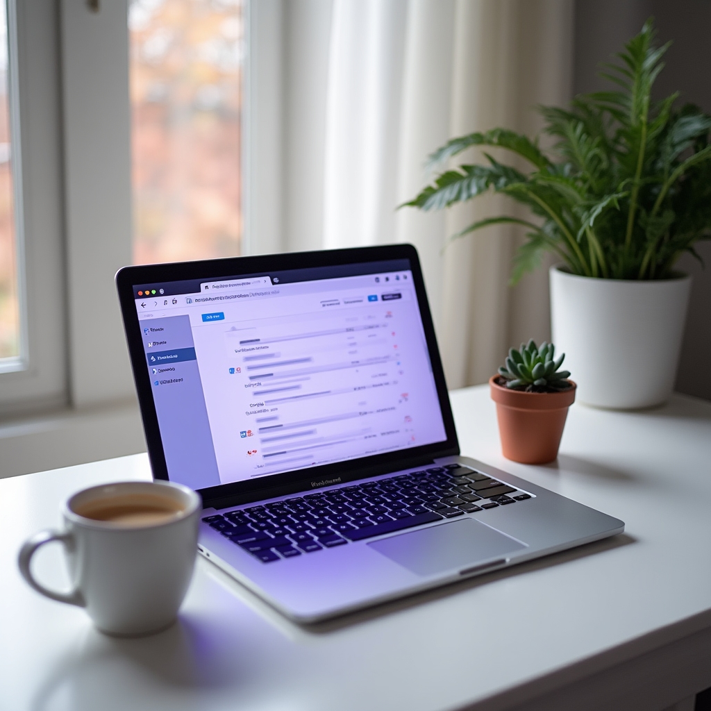 Open laptop with headline drafts and analytics tabs visible