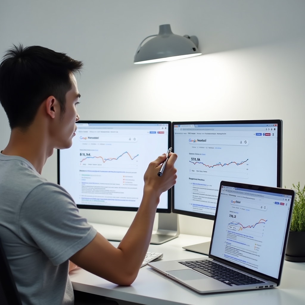 Split screen showing two different headlines with performance data